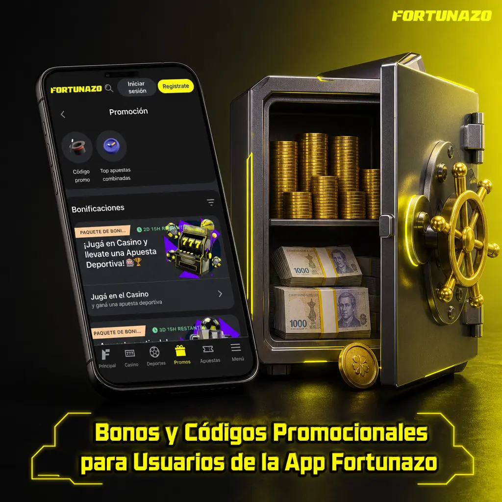 Bonos y códigos promocionales en la app Fortunazo: bienvenida, deportes, casino en vivo y cashback semanal para usuarios móviles.