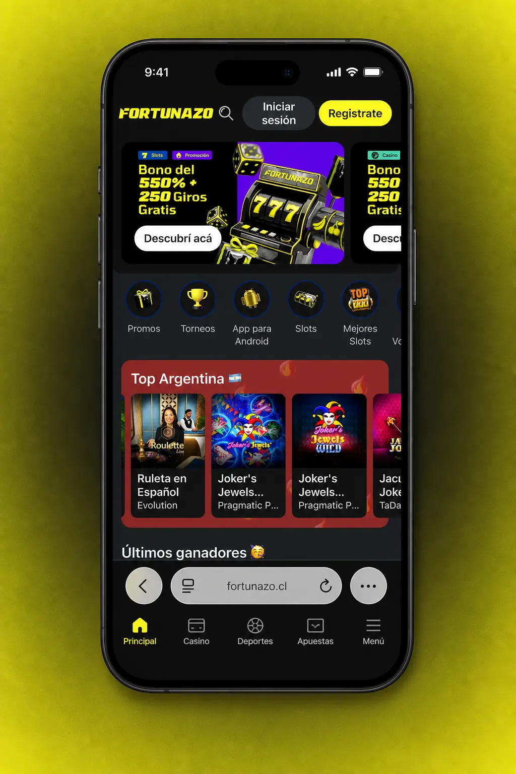 Captura de pantalla de Fortunazo App PWA para iPhone y iPad mostrando el proceso de instalación en Safari.