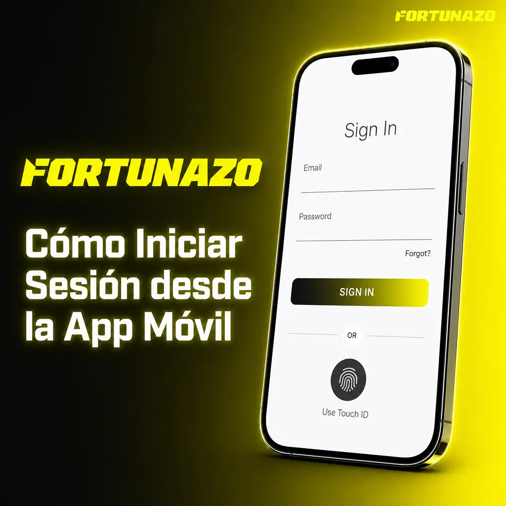 Pantalla de inicio de sesión en la app móvil de Fortunazo mostrando los campos de correo y contraseña