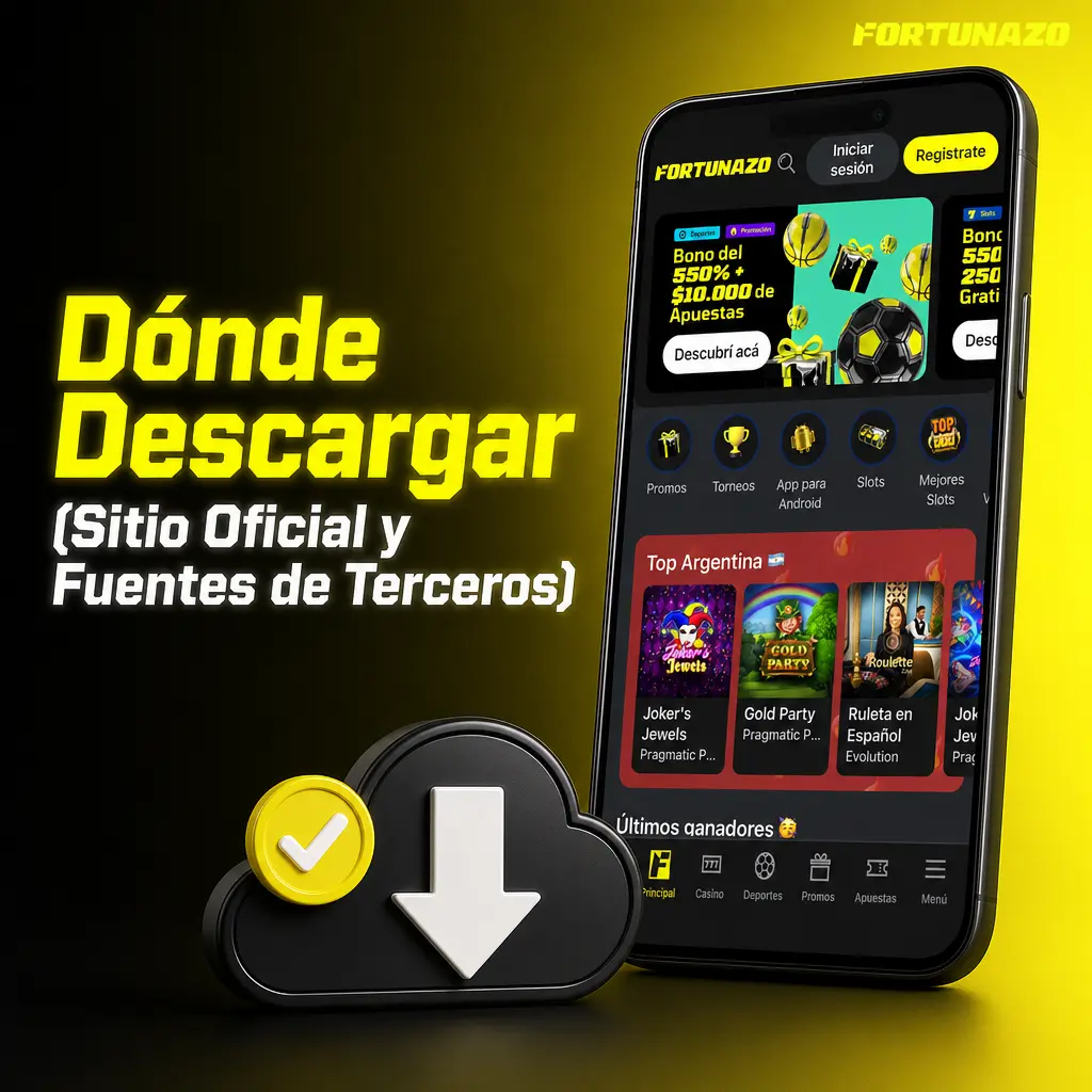 Botón oficial para descargar el APK de Fortunazo en Argentina de forma segura desde el sitio original