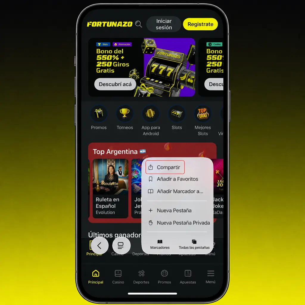 Guía paso a paso para instalar la app Fortunazo en iPhone o iPad desde Safari o el enlace oficial de descarga.