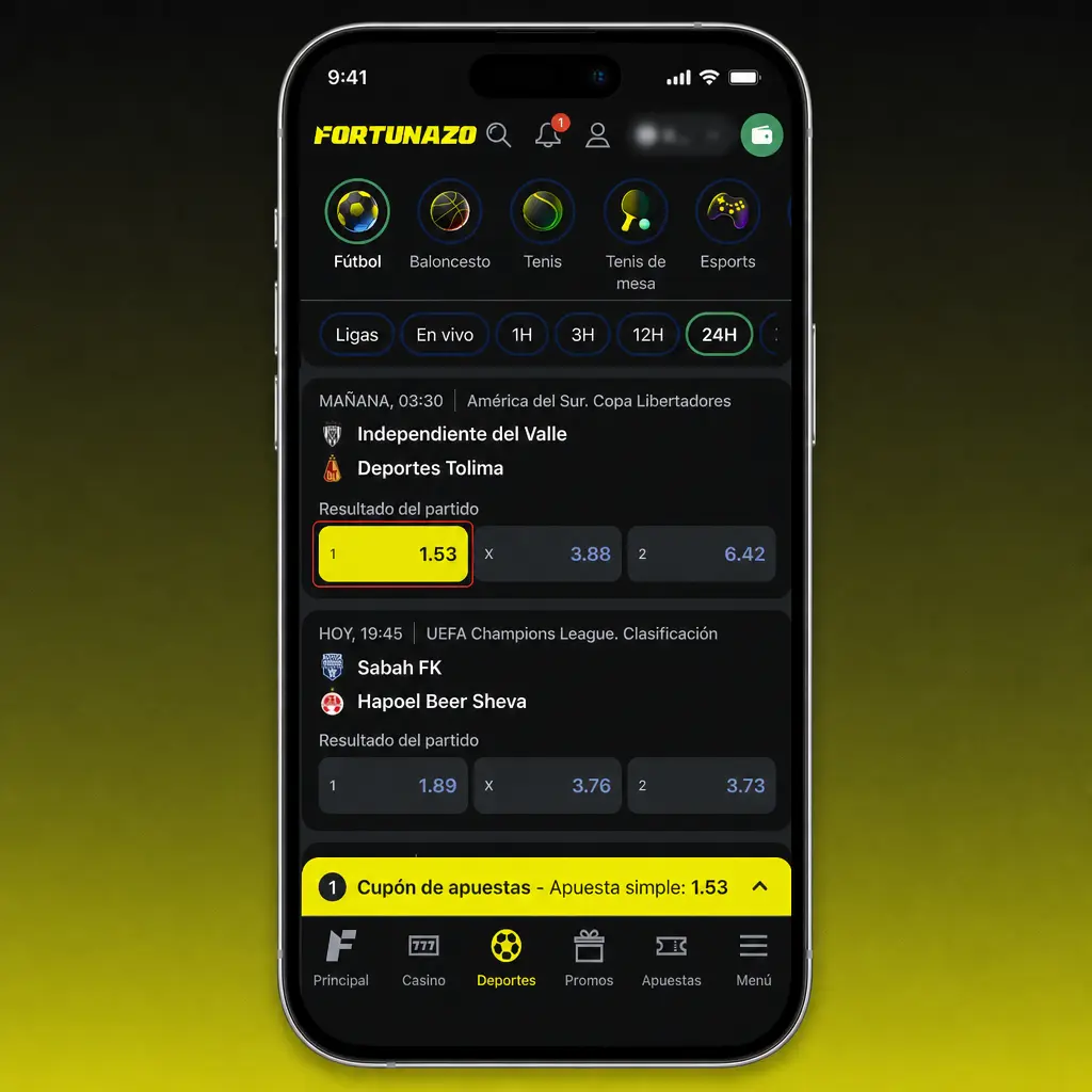 Guía paso a paso para cargar una apuesta deportiva en la app Fortunazo