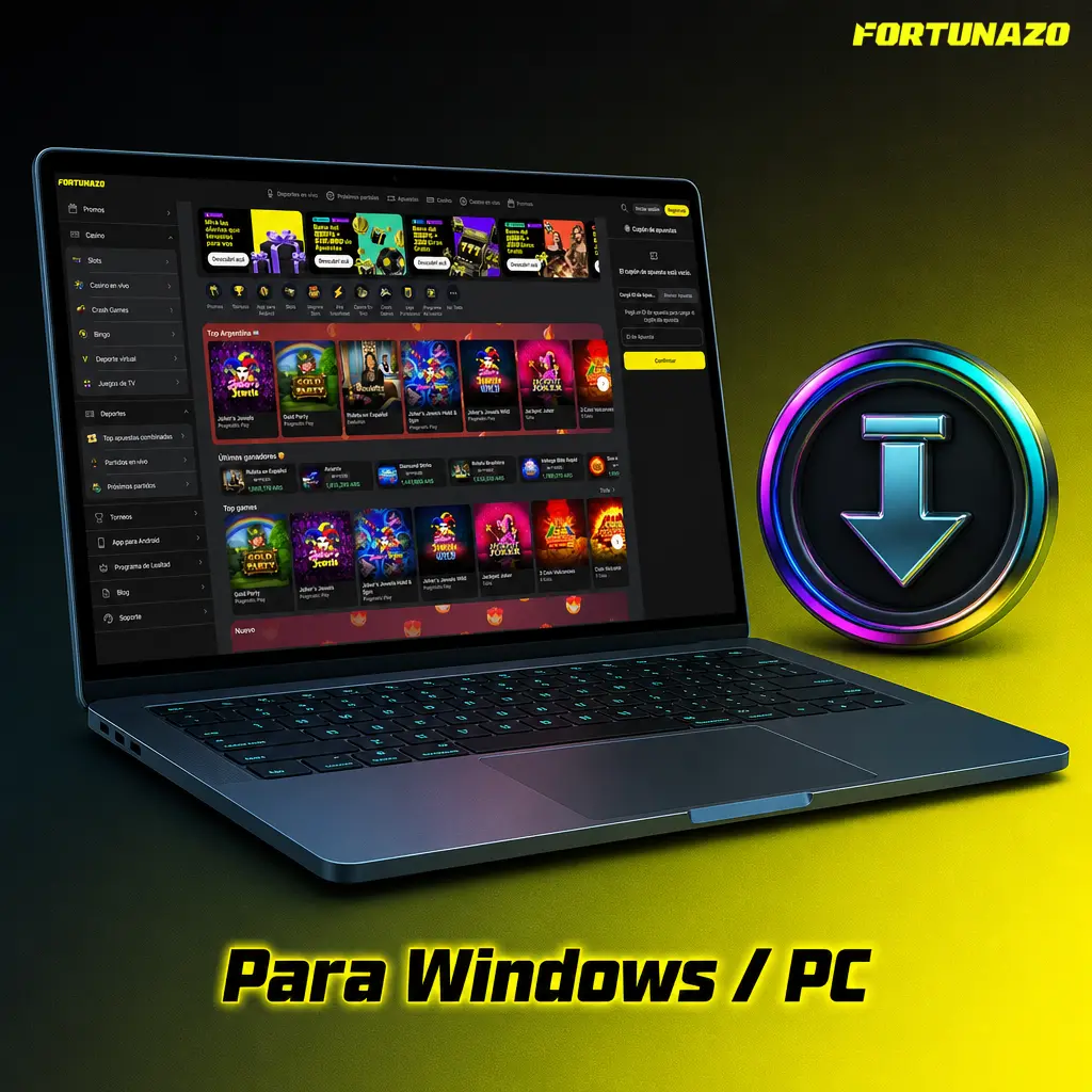 Aplicación de Fortunazo para Windows PC, instalación estable sin depender del navegador
