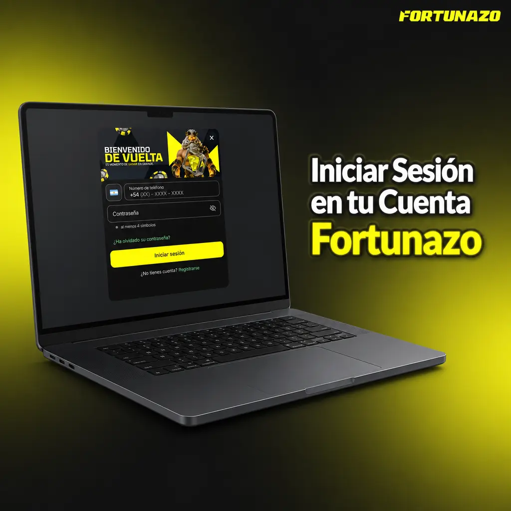 Pantalla de inicio de sesión de Fortunazo para acceder con email o teléfono y contraseña, y gestionar tu cuenta.